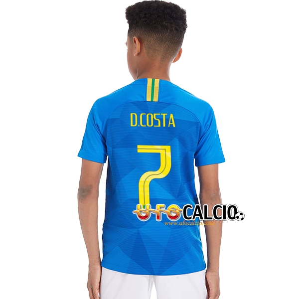 Seconda Maglia Nazionale Brasile Bambino (D.COSTA 7) Calcio 2018 2019