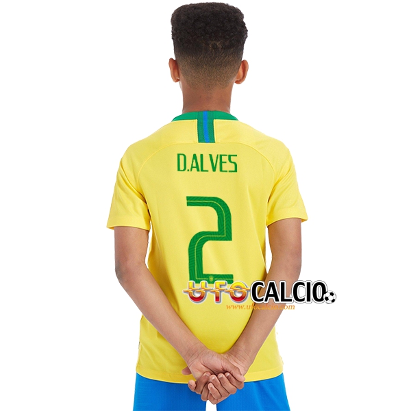Prima Maglia Nazionale Brasile Bambino (D.Alves 2) Calcio 2018 2019