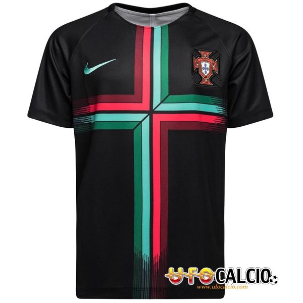Pre-partita T Shirt Allenamento Portogallo Nero/Rosso/Verde 2018 2019 + Pantaloni 3/4
