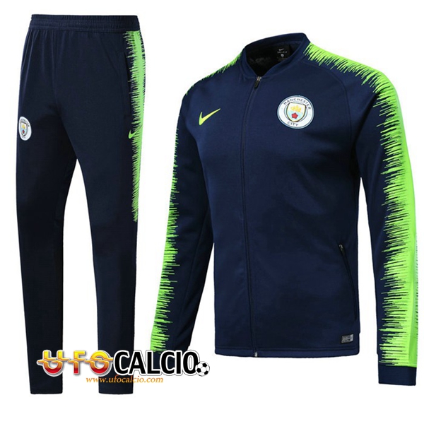 Tuta Calcio Manchester City Blu scuro/Verde 2018 2019 (Giacca + Pantaloni)