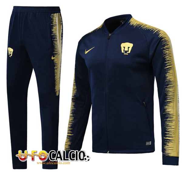 Tuta Calcio Pumas UNAM Blu scuro/Giallo 2018 2019 (Giacca + Pantaloni)