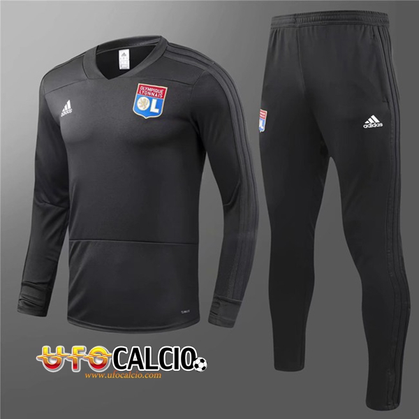 Tuta Calcio Lyon OL Bambino Nero 2018 2019 (Felpa Allenamento + Pantaloni)