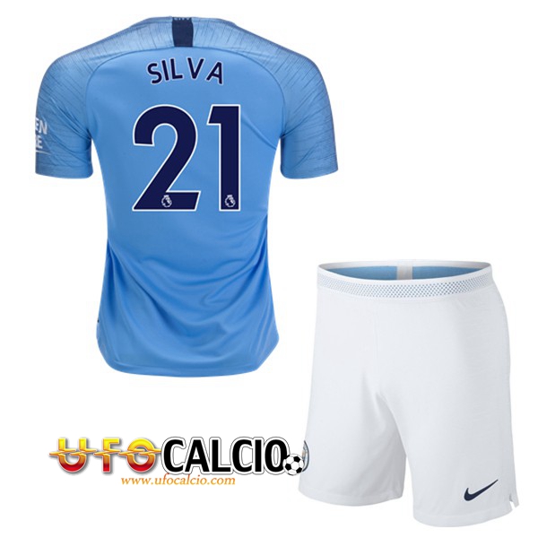 Prima Maglia Manchester City (21 SILVA) Bambino 2018 2019 + Pantaloncini