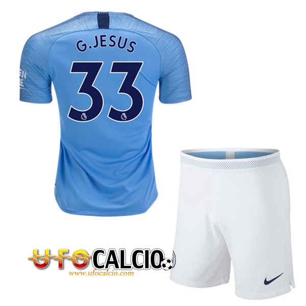 Prima Maglia Manchester City (33 G.JESUS) Bambino 2018 2019 + Pantaloncini