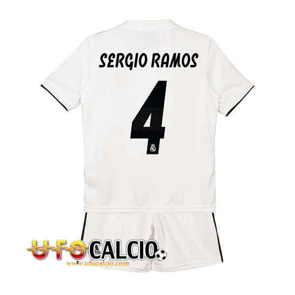 Prima Maglia Real Madrid (SERGIO RAMOS 4) Bambino 2018 2019 + Pantaloncini