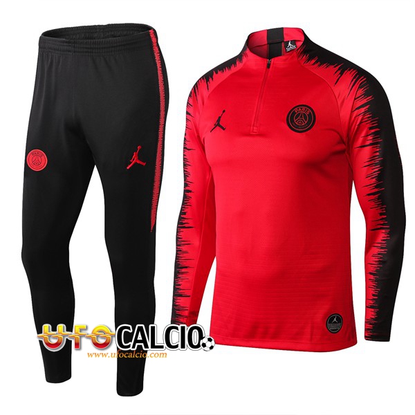 Nuova Tuta Calcio Jordan PSG Rosso/Nero 2018-2019 (Felpa Allenamento +  Pantaloni)