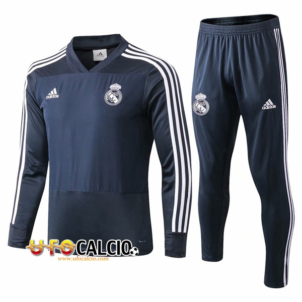 Nuova Tuta Calcio Real Madrid Blu scuro 2018 2019 Felpa Allenamento Pantaloni