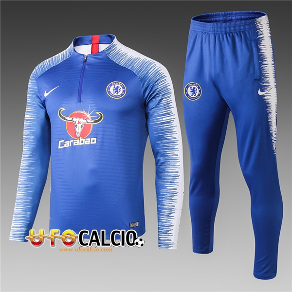 Tuta Calcio FC Chelsea Bleu Bambino Strike Drill 2018 2019 (Felpa Allenamento + Pantaloni)