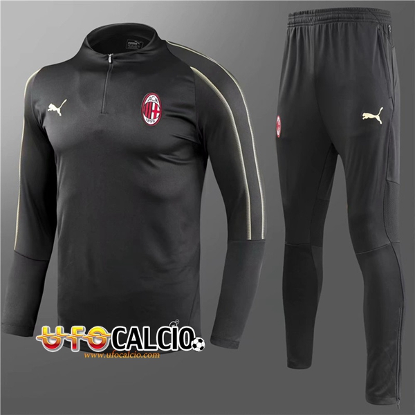Tuta Calcio AC Milan Bambino Nero 2018 2019 (Felpa Allenamento + Pantaloni)