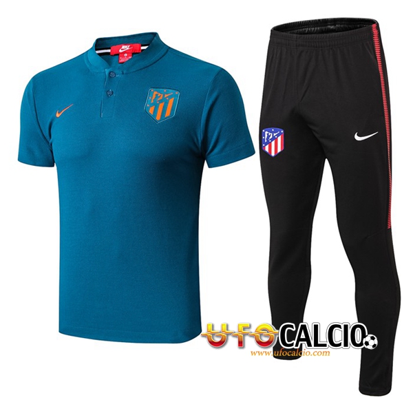Kit Maglia Polo Atletico Madrid + Pantaloni Blu 2019 2020