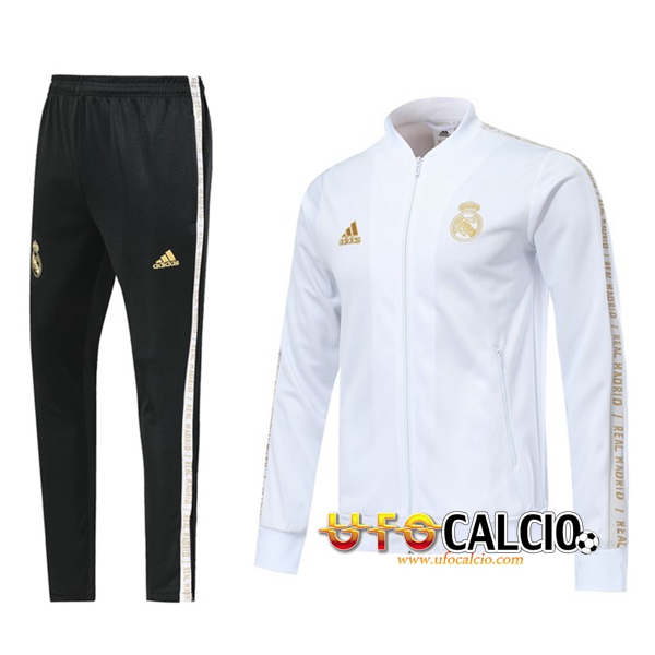 Nuova Tuta Calcio Real Madrid Bianco 2019-2020 (Giacca Calcio + Pantaloni)