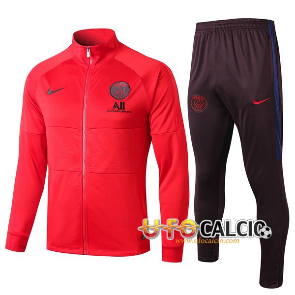 Nuova Tuta Calcio Paris PSG NIKE ALL Rosso 2019 2020 (Giacca + Pantaloni)