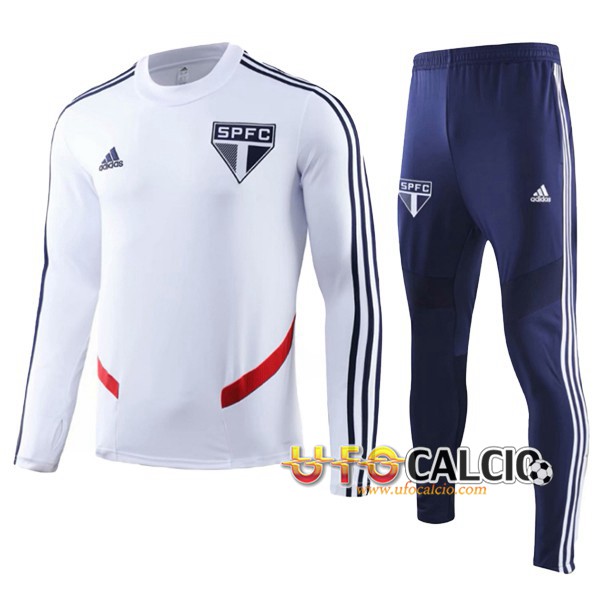 Tuta Allenamento Sao Paulo FC Bambino Bianco 19/20 - Felpa + Pantaloni