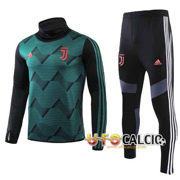 Tuta Allenamento Juventus Bambino Verde Collo Alto 19/20 - Felpa + Pantaloni