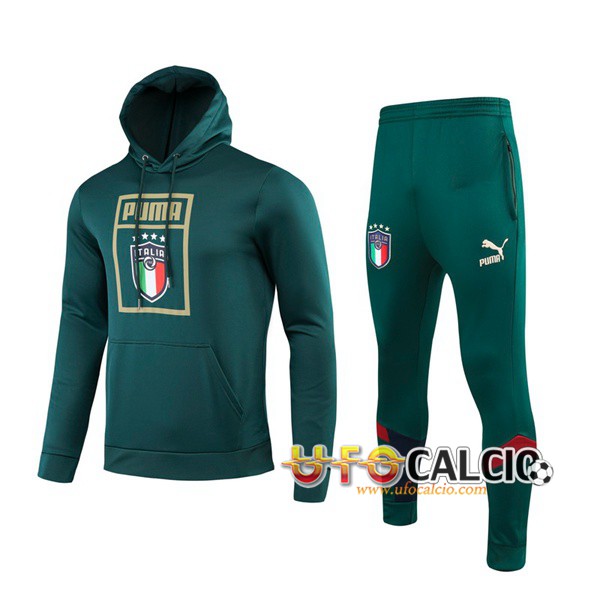 Nuova Tuta Calcio Italia Verde 2019 2020 Felpa con cappuccio Pantaloni