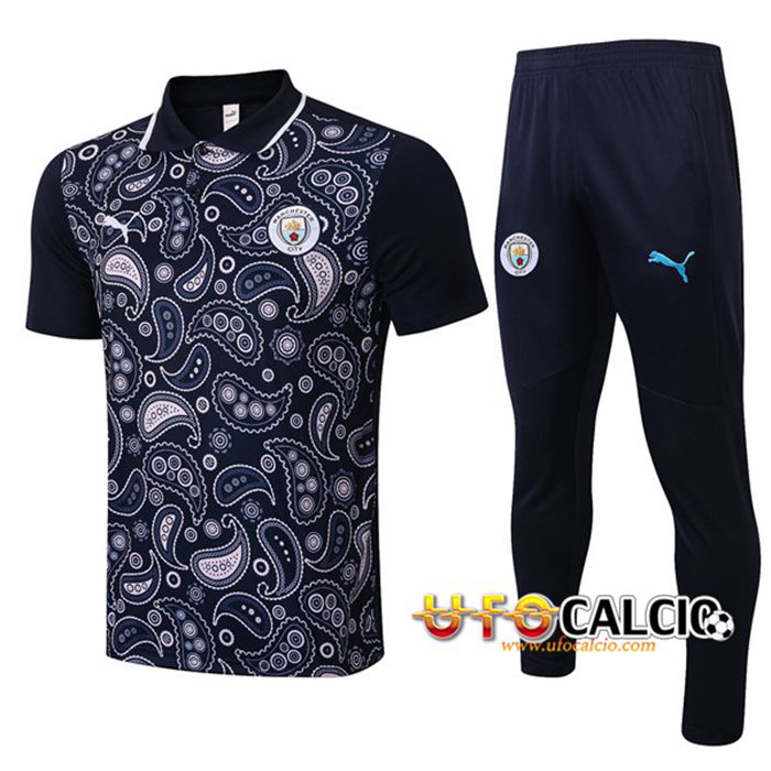 Kit Maglia Polo Manchester City + Pantaloni Nero 2020/2021