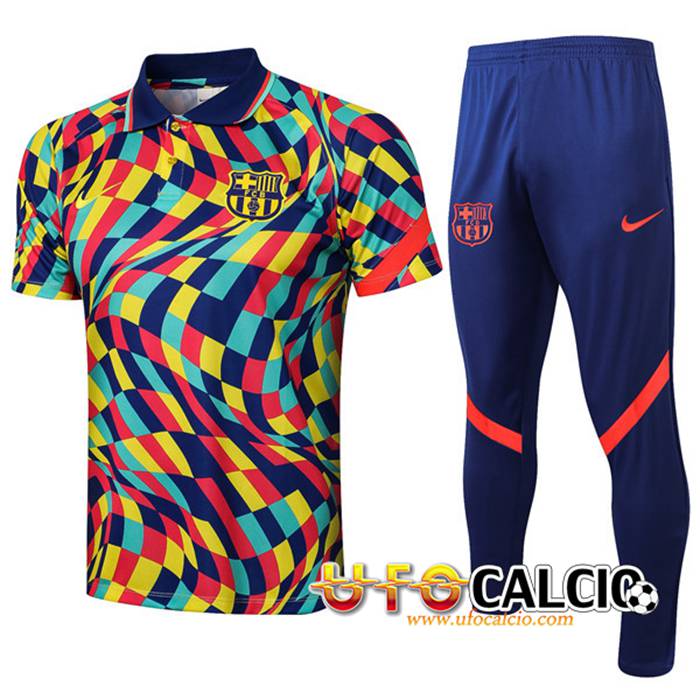 Kit Maglia Polo FC Barcellona + Pantaloni Giallo/Blu 2021/2022