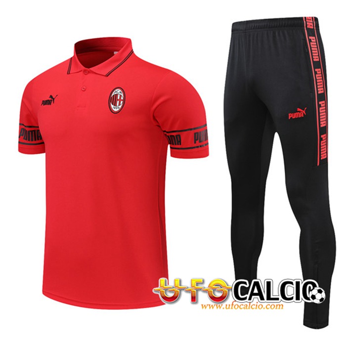 Kit Maglia Polo AC Milan + Pantaloni Rosso 2021/2022