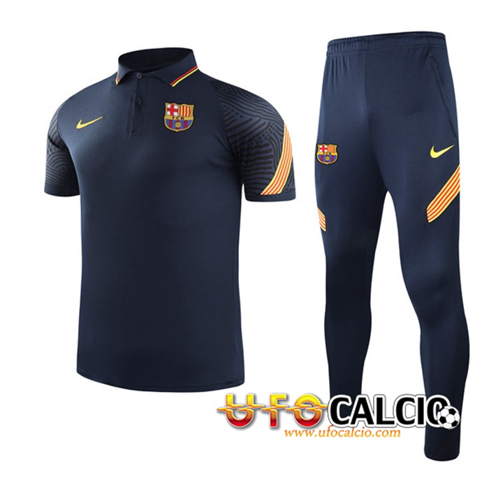 Kit Maglia Polo FC Barcellona + Pantaloni Blu Navy 2021/2022