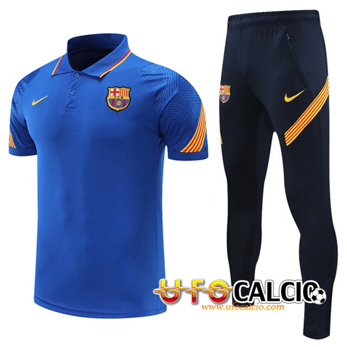 Kit Maglia Polo FC Barcellona + Pantaloni Blu 2021/2022