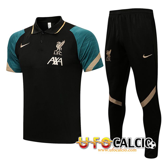 Kit Maglia Polo FC Liverpool + Pantaloni Nero 2021/2022