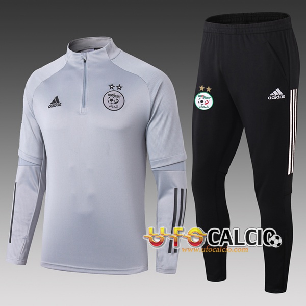 Tuta Calcio Algeria Bambino Grigio 2020 2021 (Felpa Allenamento + Pantaloni)