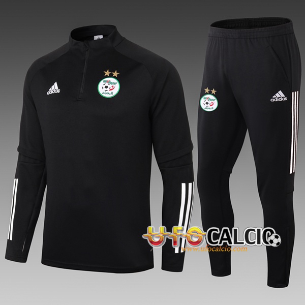 Tuta Calcio Algeria Bambino Nero 2020 2021 (Felpa Allenamento + Pantaloni)