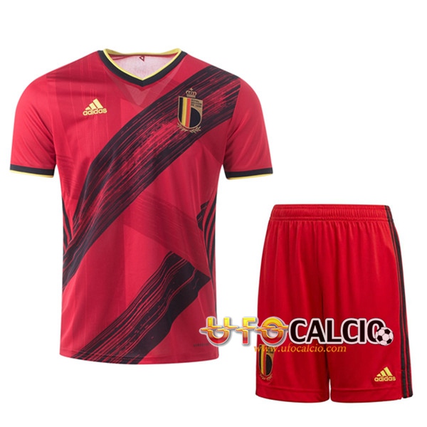 Kit Maglia Calcio Belgio Prima + Pantaloncini UEFA Euro 2020