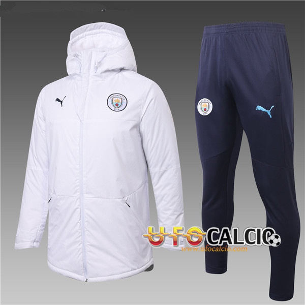 Piumino Calcio Manchester City Bianco + Pantaloni 2020 2021