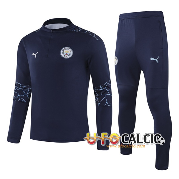 Tuta Calcio Manchester City Bambino Blu Marin 2020 2021 (Felpa Allenamento + Pantaloni)