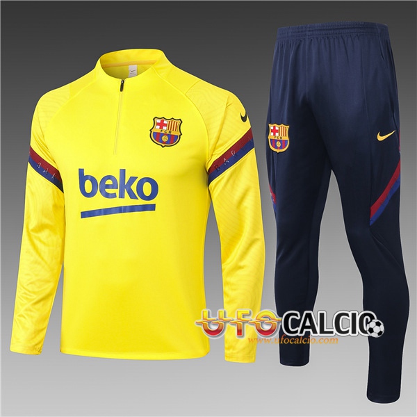 Tuta Calcio FC Barcellona Bambino Verde 2020 2021 (Felpa Allenamento + Pantaloni)