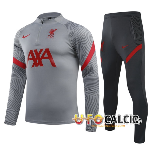 Tuta Calcio FC Liverpool Bambino Grigio 2020 2021 (Felpa Allenamento + Pantaloni)