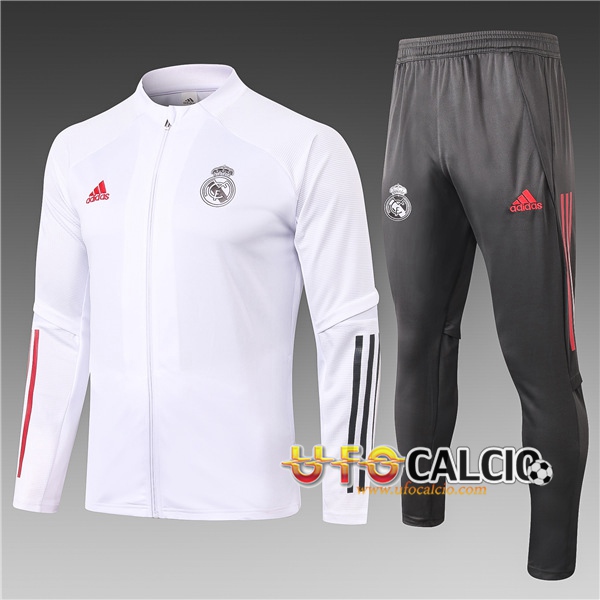 Tuta Calcio Real Madrid Bambino Bianco 2020 2021 (Giacca + Pantaloni)