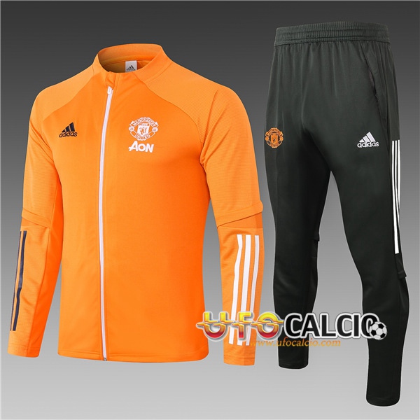 Tuta Calcio Manchester United Bambino Arancione 2020 2021 (Giacca + Pantaloni)