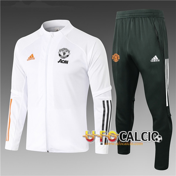 Tuta Calcio Manchester United Bambino Bianco 2020 2021 (Giacca + Pantaloni)