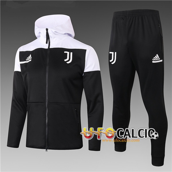 Tuta Calcio Juventus Bambino Nero/Bianco 2020 2021 (Giacca con cappuccio + Pantaloni)