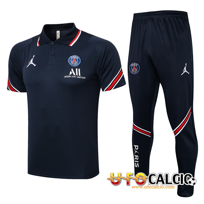 Kit Maglia Polo Jordan PSG + Pantalon Blu Navy 2021/2022
