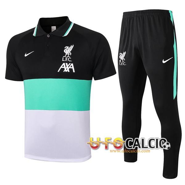 Kit Maglia Polo FC Liverpool + Pantaloni Verde/Nero/Bianco 2020/2021