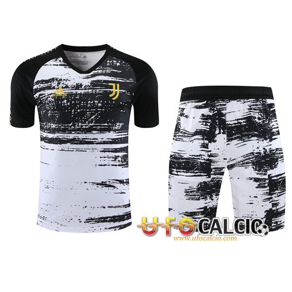 Kit Maglia Allenamento Juventus + Shorts Bianco/Nero 2020/2021