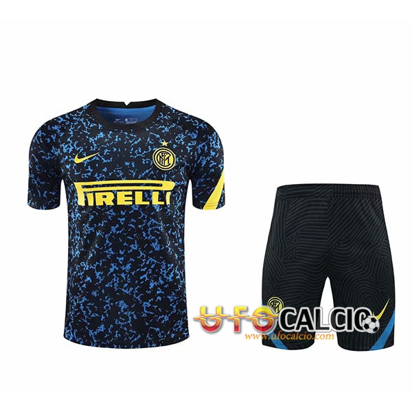Kit Maglia Allenamento Inter Milan + Shorts Blu/Nero 2020/2021