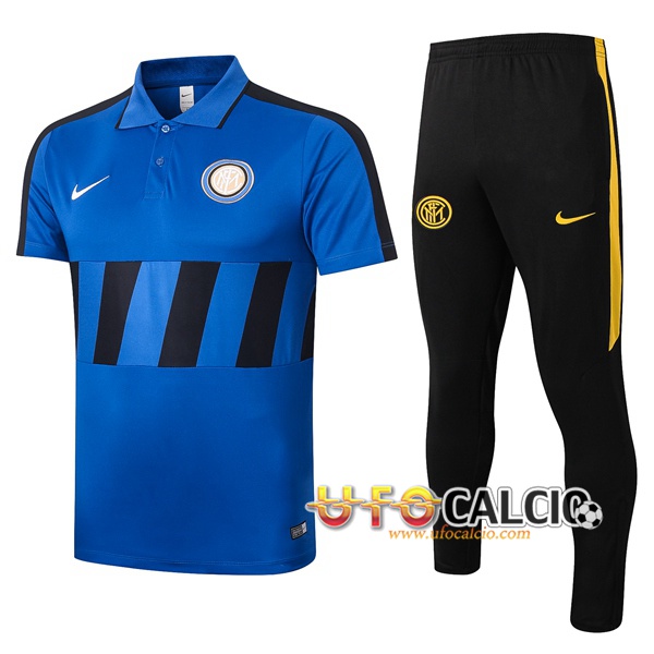 Kit Maglia Polo Inter Milan + Pantaloni Blu Nero 2020 2021