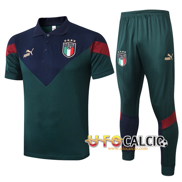Kit Maglia Polo Italia + Pantaloni Verde 2020 2021