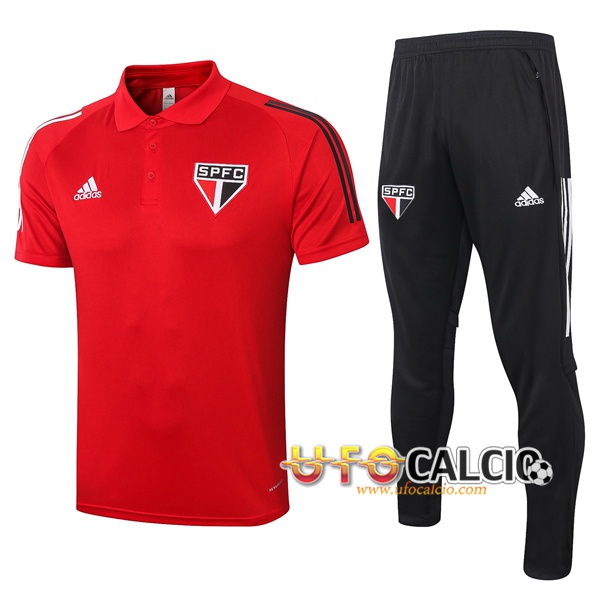 Kit Maglia Polo Sao Paulo FC + Pantaloni Rosso 2020 2021