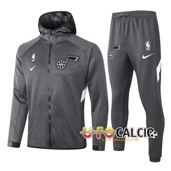 Tuta Calcio Utah Jazz Grigio 2020 2021 (Giacca con cappuccio + Pantaloni)
