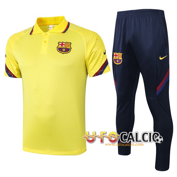 Kit Maglia Polo FC Barcellona + Pantaloni Giallo 2020 2021