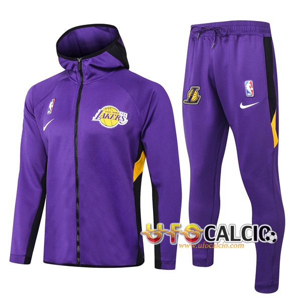 Tuta Calcio Los Angeles Lakers Porpora 2020 2021 (Giacca con cappuccio + Pantaloni)