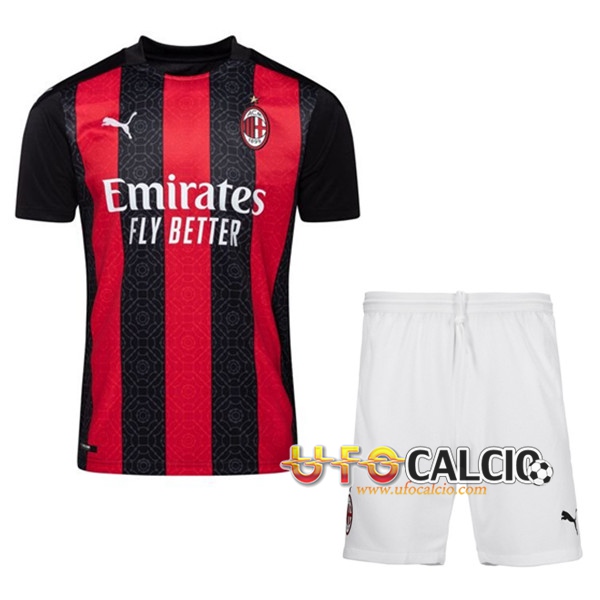 Nuova Maglia Calcio Milan AC Bambino Prima 2020-2021
