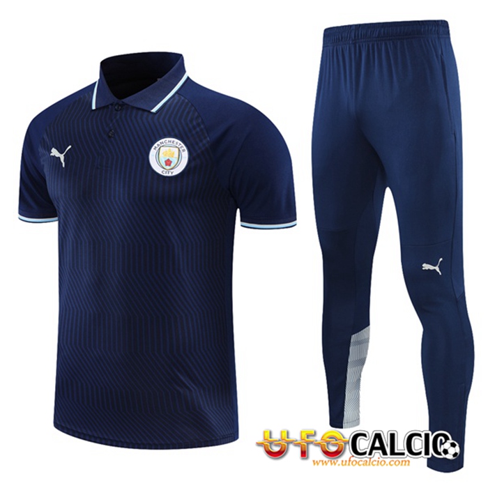 Kit Maglia Polo Manchester City + Pantaloni Blu Navy 2021/2022