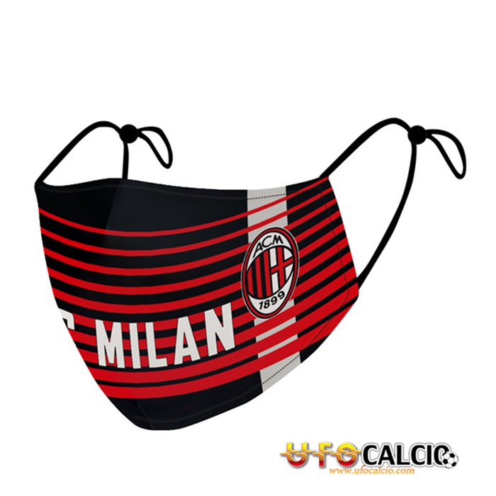 Mascherine Calcio AC Milan Nero/Rosso Reutilisable