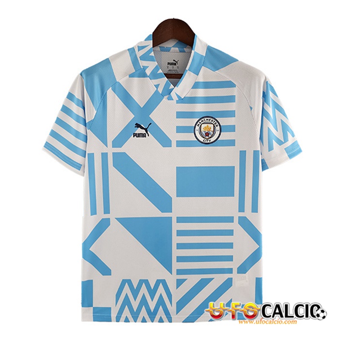 T Shirt Allenamento Manchester City Bianco/Blu 2022/2023